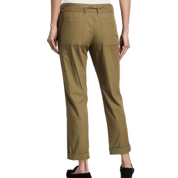 AKRIS PUNTO Fallon Pants Womens 6 Olive Green Cotton Belt Cuff Mid Rise Light - Picture 2 of 16
